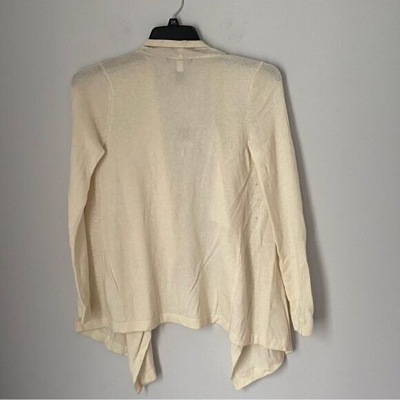 INC Women’s Waterfall Open Front Rhinestone Long Sleeve Wool Blend Cardigan S - Picture 2 of 3